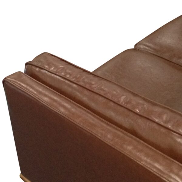 2 Seater Faux Leather Sofa Brown Modern Lounge with Wooden Frame - Image 3