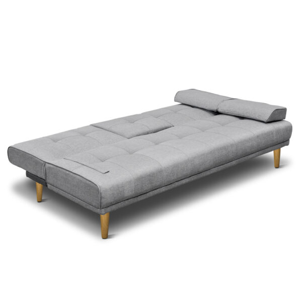 Artiss Sofa Bed Grey Linen - Image 3