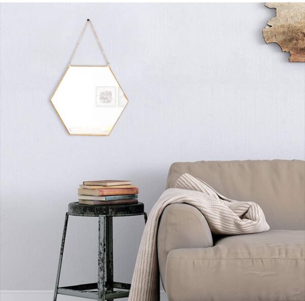 Hexagon Hanging Wall Mirror Decor (Gold Color) - Image 5