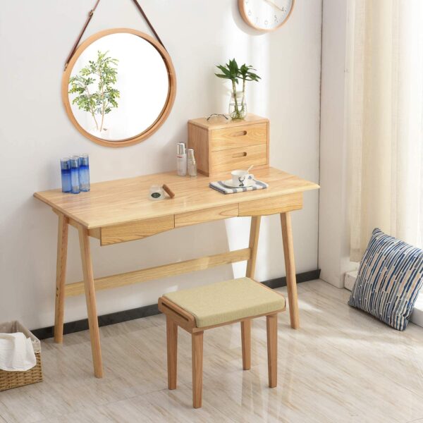 Hanging Round Wall Mirror 38 cm - Solid Bamboo Frame and Adjustable Leather Strap for Bathroom and Bedroom - Image 4