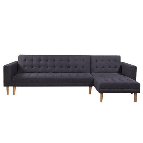 Sarantino Linen Fabric Corner Sofa Bed - Dark Grey