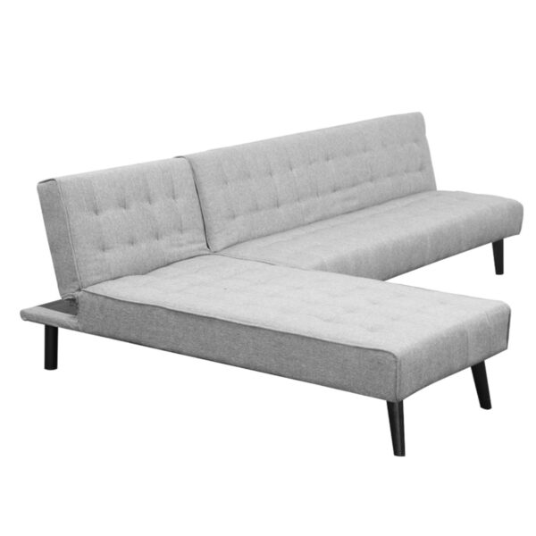 Sarantino 3-seater Corner Sofa Bed With Lounge Chaise Couch Furniture Light Grey - Image 2