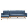 Sarantino 3-Seater Corner Sofa Bed with Chaise Lounge - Blue - Image 2