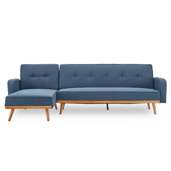 Sarantino 3-Seater Corner Sofa Bed with Chaise Lounge - Blue - Image 2