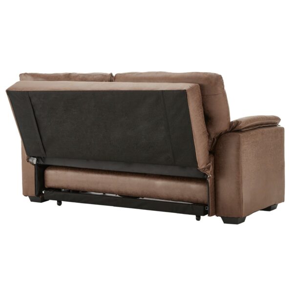 Sarantino Distressed Fabric Sofa Bed Couch Lounge - Brown - Image 7