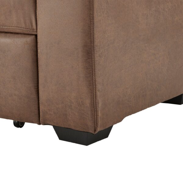 Sarantino Distressed Fabric Sofa Bed Couch Lounge - Brown - Image 5