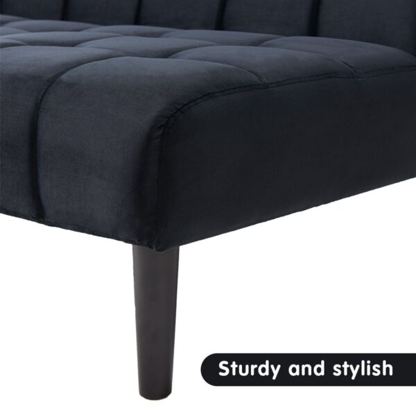 Sarantino Faux Suede Fabric Sofa Black - Image 11