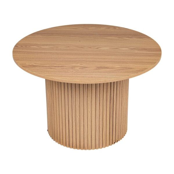 Luxe Ribbed Round Coffee Table Wooden - Image 4