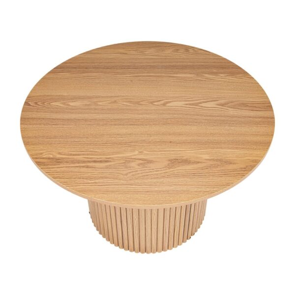 Luxe Ribbed Round Coffee Table Wooden - Image 6