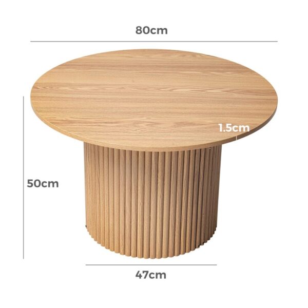 Luxe Ribbed Round Coffee Table Wooden - Image 8