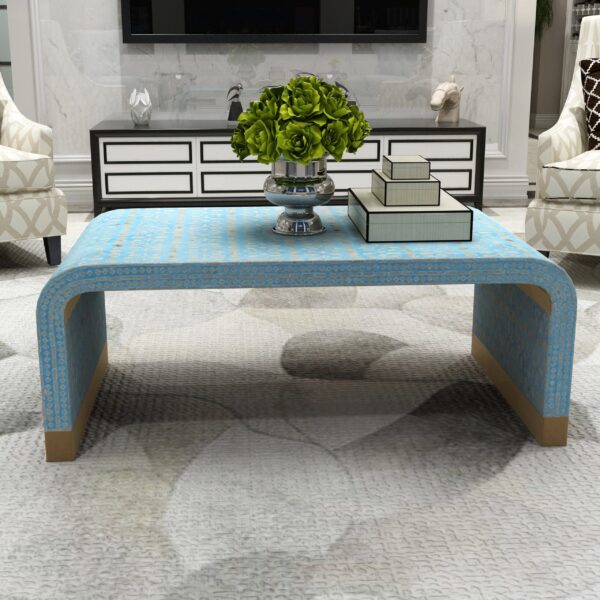 MOTHER OF PEARL MEDITERRANEAN BREEZE LOW PROFILE COFFEE TABLE - Image 5